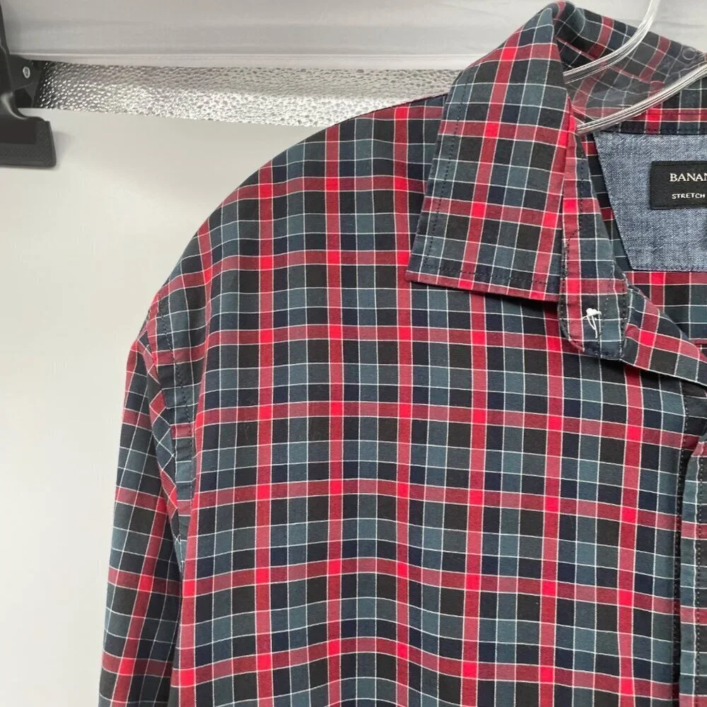 Banana Republic Men's Checkered Button Up Shirt Slim Fit Multicolor Size Large